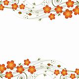 Vector abstract background with curl and flowers.