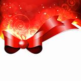 Red gift bow with floral curl. Vector