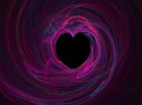 Black Heart with Multi-colored Swirls of Pink and Purple