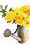 Yellow Bouquet of Spring Flowers in Watering Can