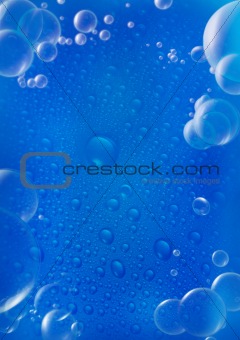 Clear water drops and bubbles