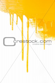 Orange paint  flows / isolated on white background with copy spa