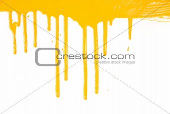 Orange paint  dripping / isolated on white / real photo