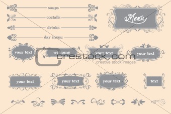 Restaurant menu with calligraphic elements