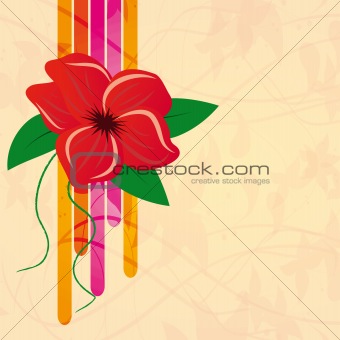 Abstract background with red flower