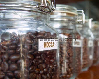 Mocca Coffee beans in the Glass