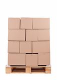 cardboard boxes on wooden palette