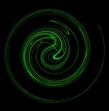 Green Swirling Spiral on Black Background