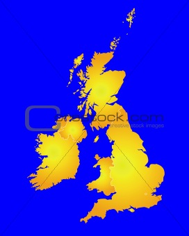 Map of Great Britain in gold color