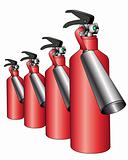 group of red fire extinguishers