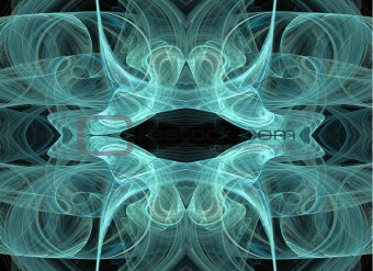 Pastel Teal Mirror Image Fractal Continuous Pattern