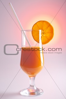 Glass with juice and lemon 