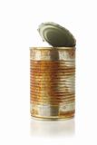 open rusty tin can