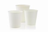 Three disposable paper cups