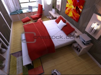 modern style bedroom interior 3d rendering