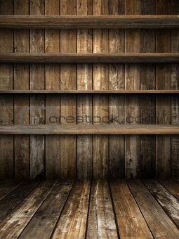 Four Old Grunge Wood Shelf