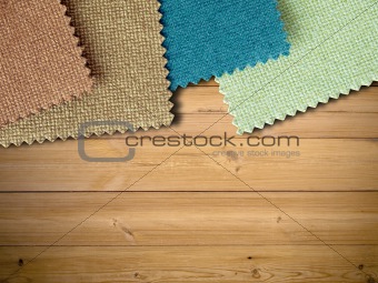 Fabric sample color on wood table