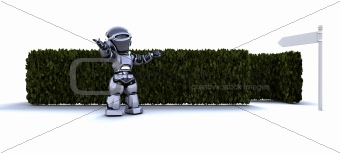 Robot at the start of a maze