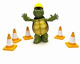 tortoise builder with hazard cones