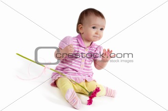 Cute baby girl in pink