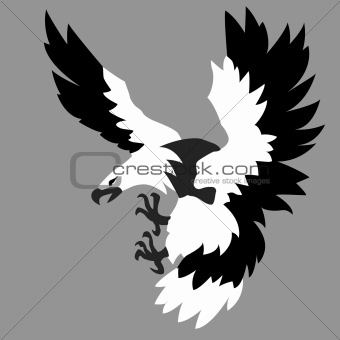 vector silhouette of the ravenous bird