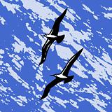 vector silhouette swallow on abstract background