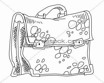 vector sketch old briefcase on white background