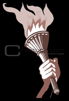 drawing of the torchlight in hand of the person