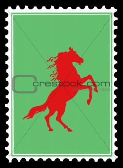 red horse on postage stamps. vector