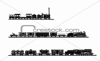 vector set old train on white background