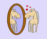illustration foal in mirror