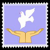 vector silhouette dove on postage stamps