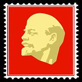 vector silhouette lenin on postage stamps