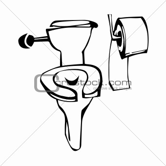 vector sketch bowl on white background