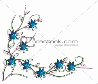 White background with blue flowers