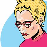 Pop Art Woman comic book style with dot 