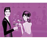 Couple enjoying drink in party Man and woman at bar