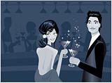 illustration of couple enjoying drink in party 