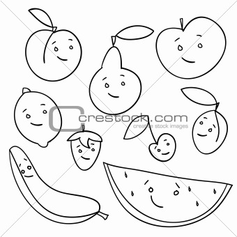 Hand drawn fruits isolated 