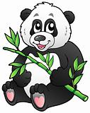 Cartoon panda eating bamboo