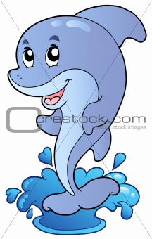 Cartoon standing dolphin