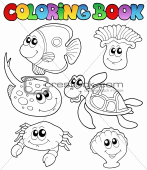Coloring book with marine animals 3