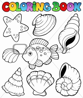 Coloring book with seashells