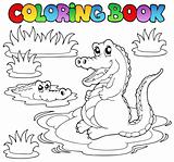 Coloring book with two crocodiles