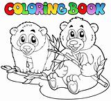 Coloring book with two pandas