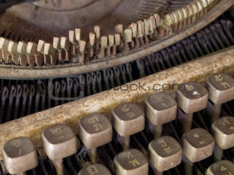 Very old typewriter Thai keys