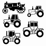 vector tractor set on white background
