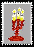 old candlestick on postage stamps. vector