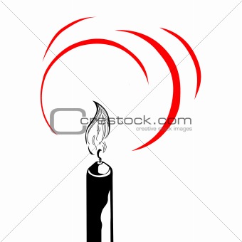 vector silhouette of the candle on white background
