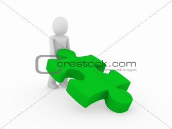 3d human puzzle green